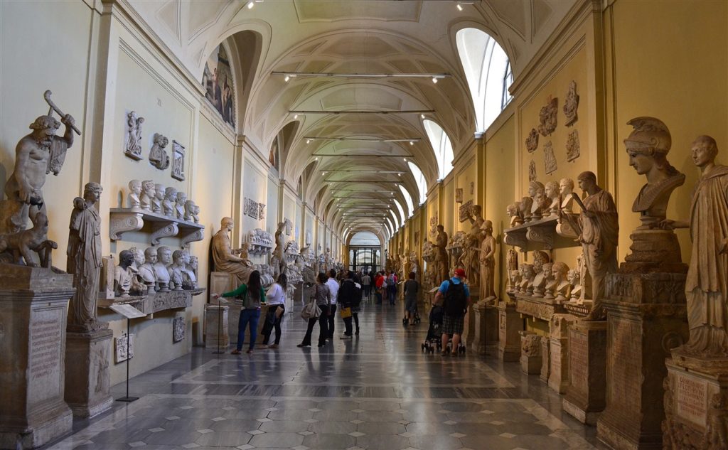 Inside the Vatican Museum. Statuary Hall