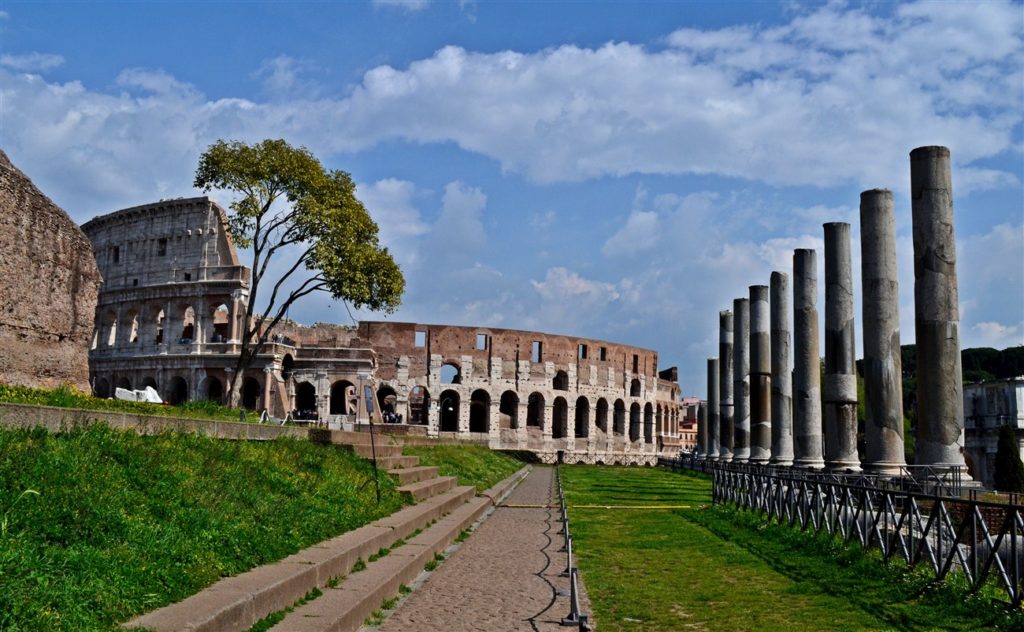 Colosseum seen from north end of Roman Forum